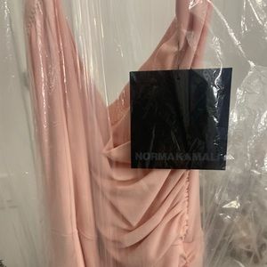 NWT! Norma Kamali Cayla Side Draped Gown, Blush Pink Wedding Guest Dress